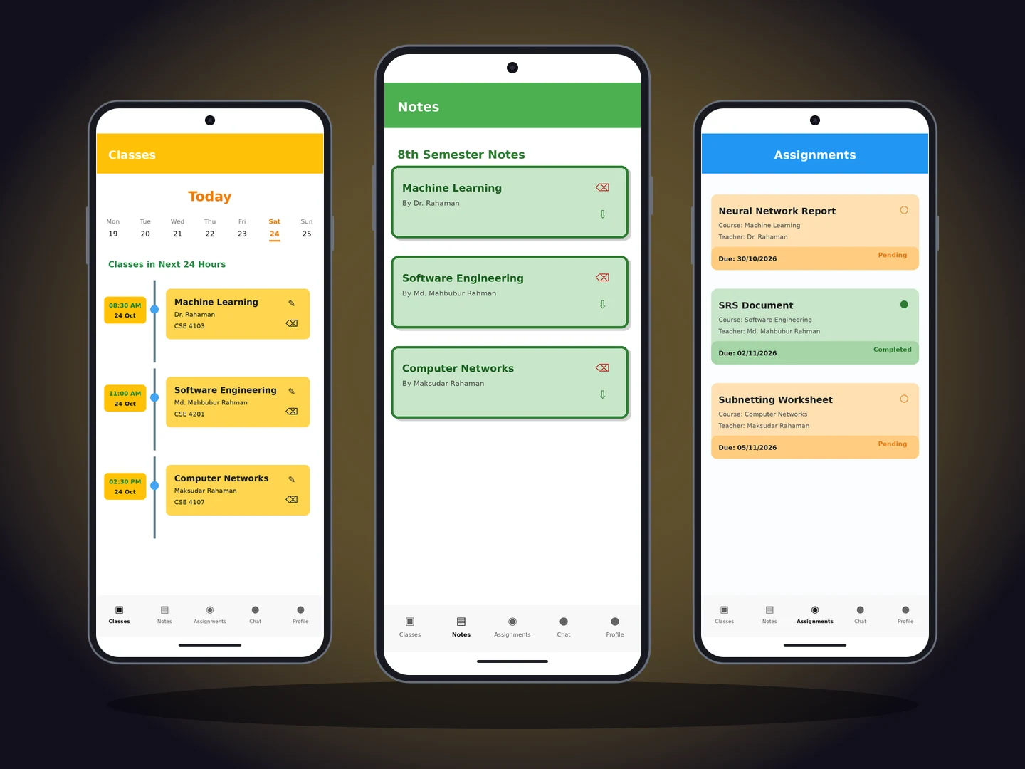 Schedula screens in Android device mockups